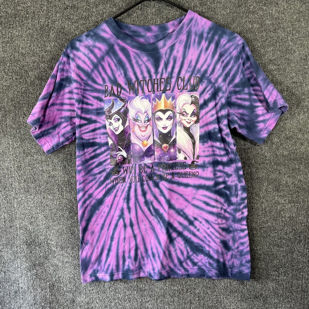 Disney Villains Bad Witches Club T-Shirt Womens M S Tie Dye Purple Short Sleeve